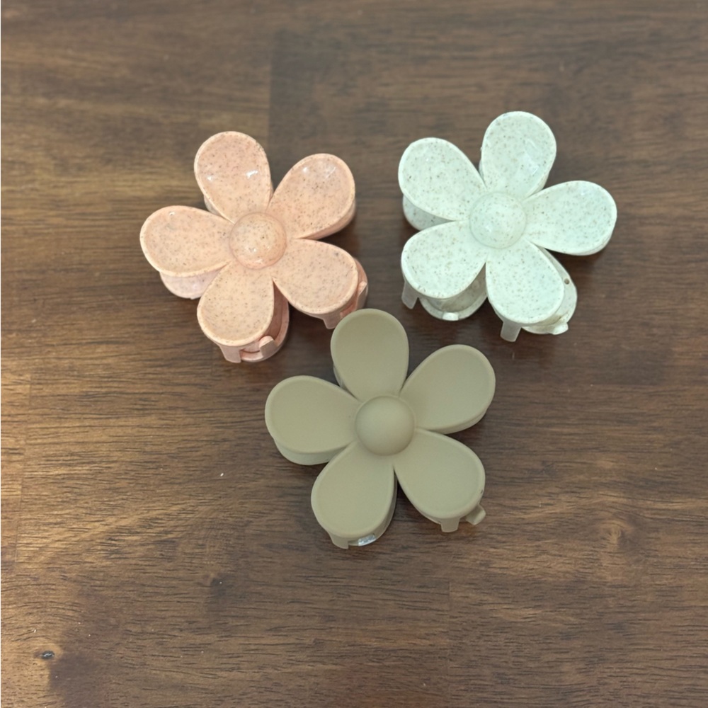 Set of Three Flower Hair Clips